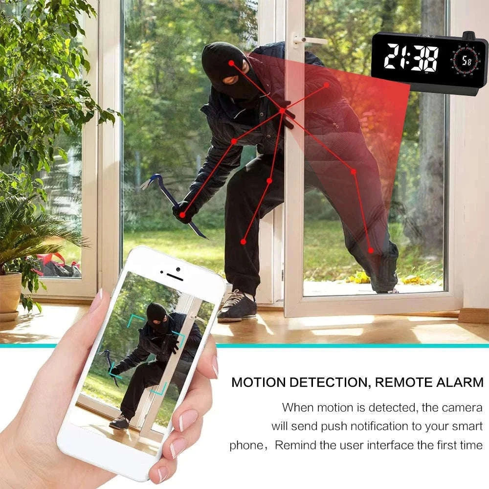 4K HD Mini WiFi Clock Camera with Remote Viewing-White camera / Add 32GB SD card / China Mainland