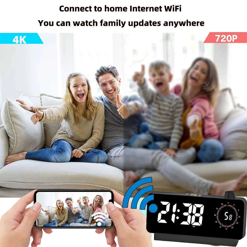 4K HD Mini WiFi Clock Camera with Remote Viewing-White camera / Add 32GB SD card / China Mainland