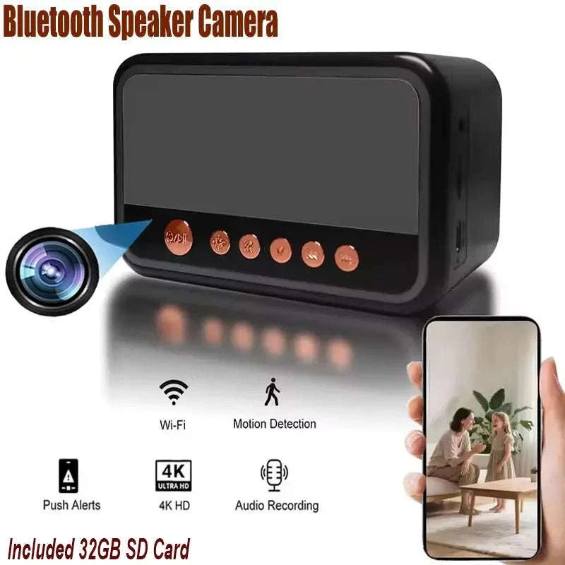 4K HD Mini WiFi6 Camera with RGB Bluetooth Speaker Alarm Clock-China Mainland