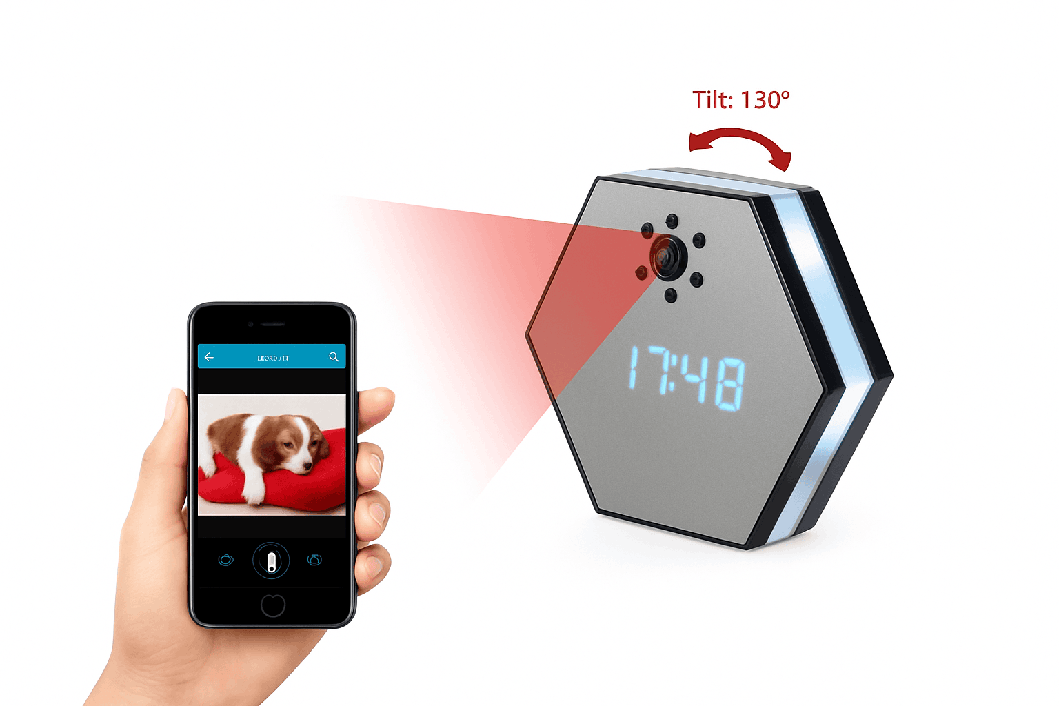 4K HD WiFi Mini Camera Clock with Night Vision-black