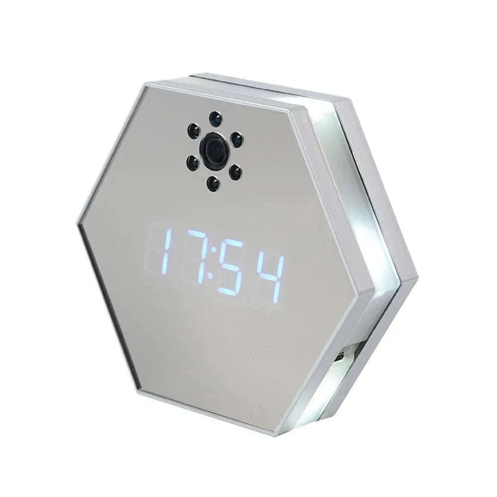 4K HD WiFi Mini Camera Clock with Night Vision-black