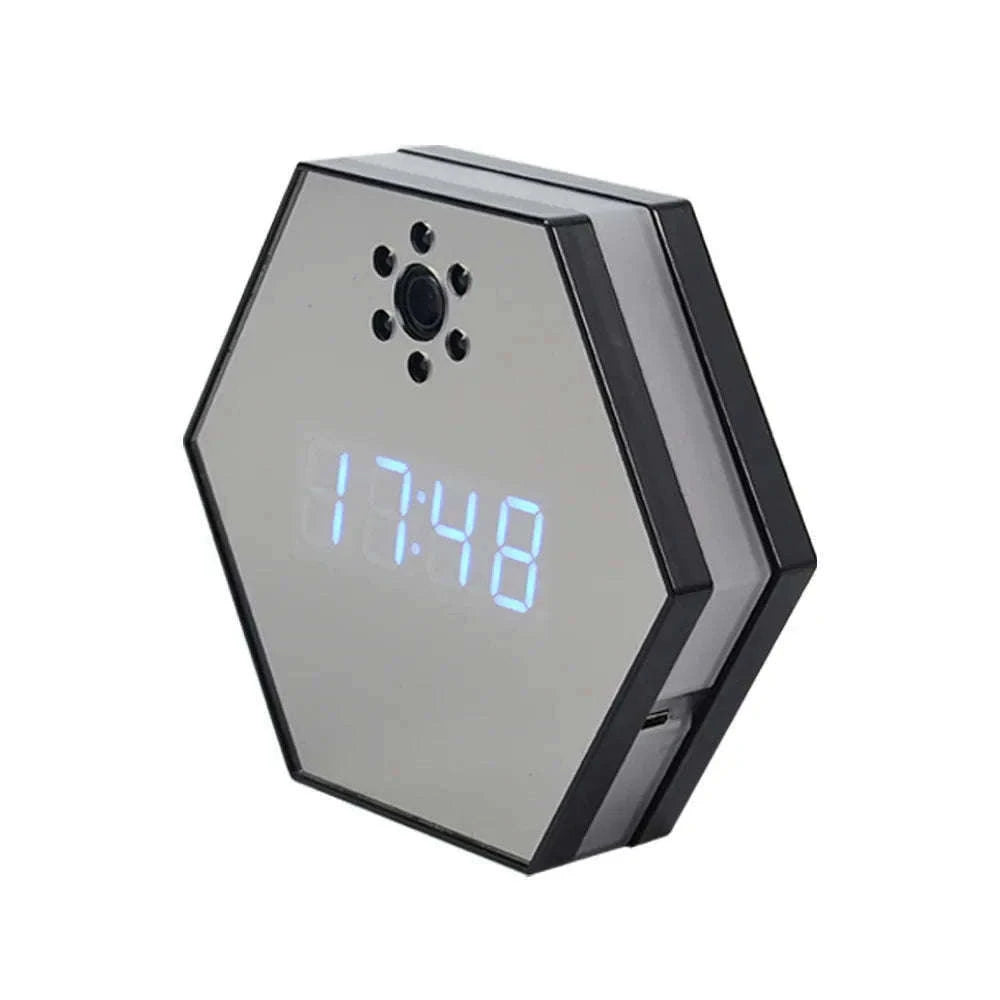 4K HD WiFi Mini Camera Clock with Night Vision-black