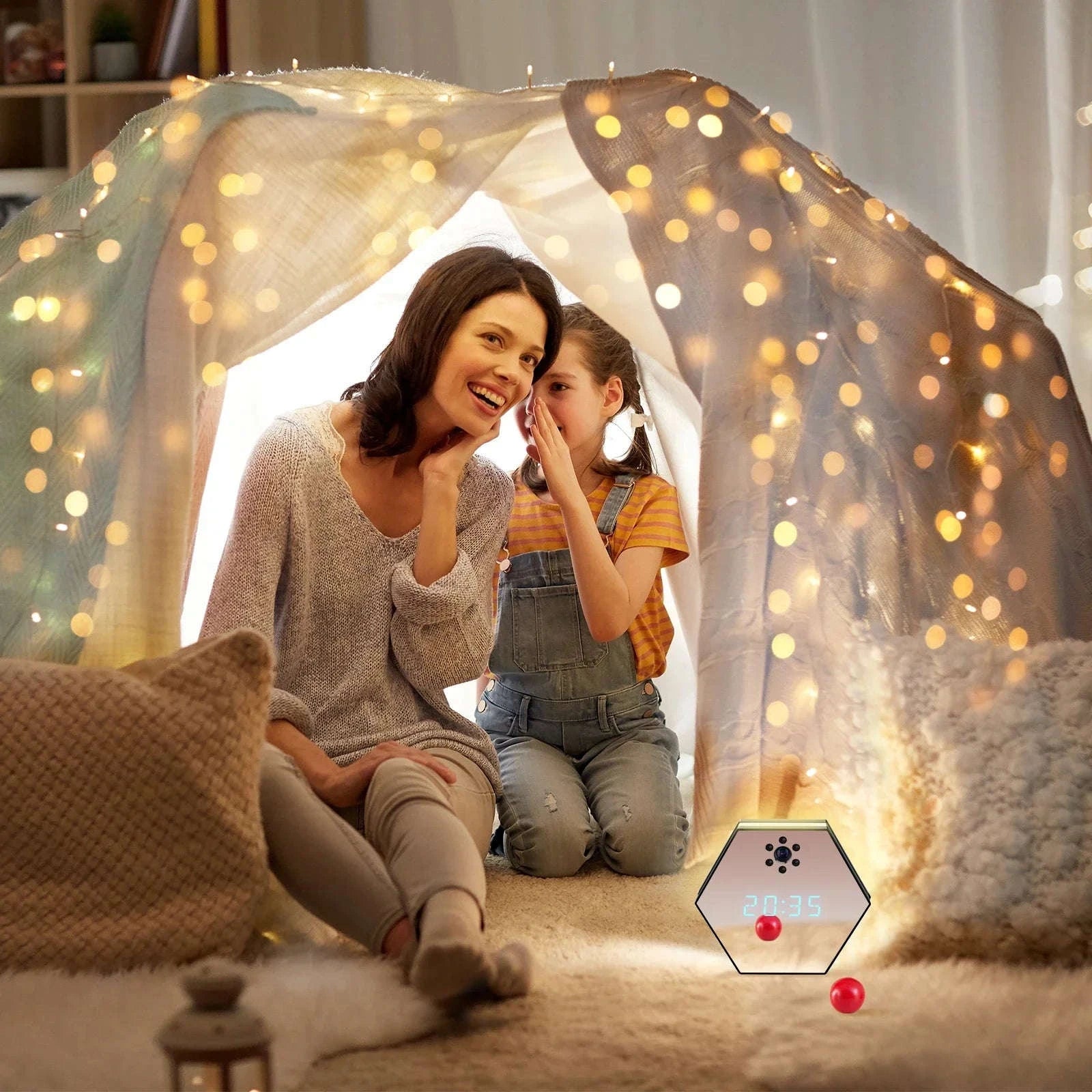 4K HD WiFi Mini Camera Electronic Clock with Night Vision-black