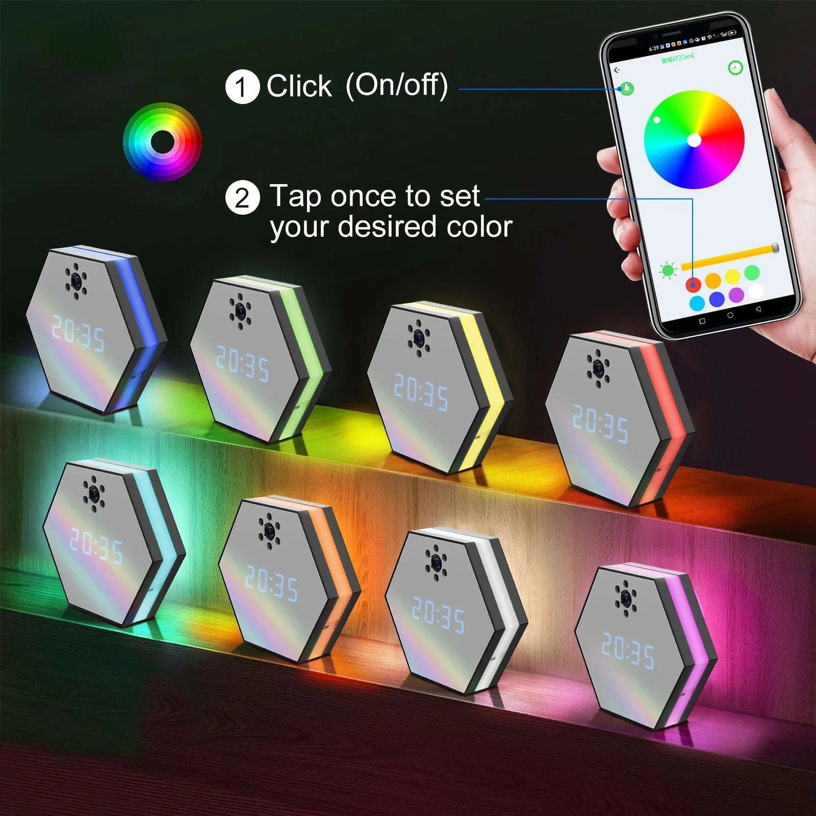 4K HD WiFi Mini Camera Electronic Clock with Night Vision-black