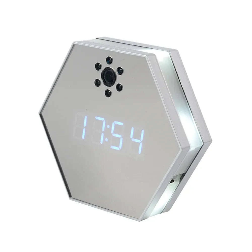 4K HD WiFi Mini Camera Electronic Clock with Night Vision-black
