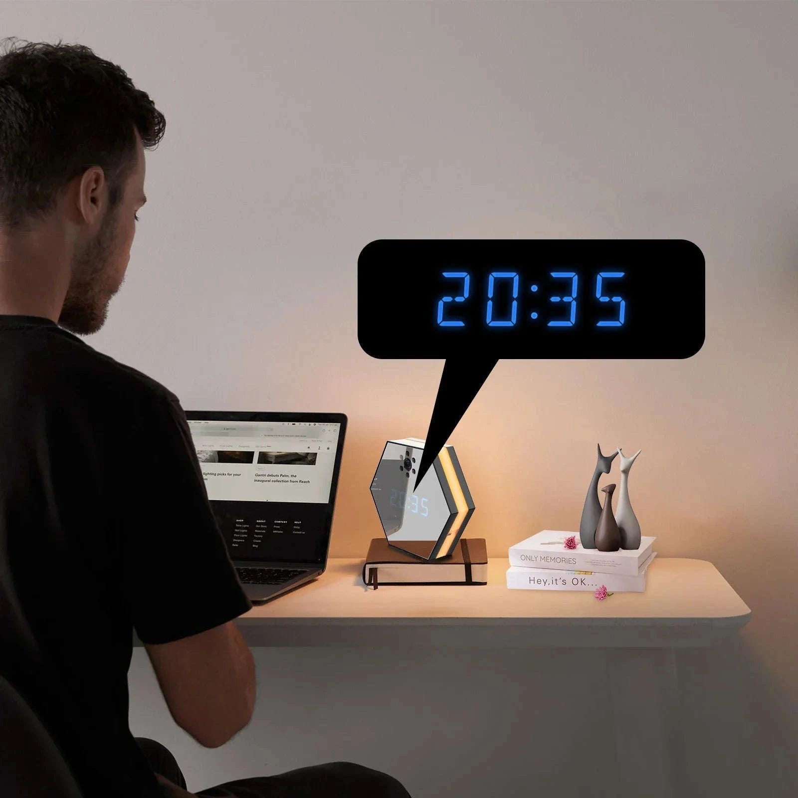 4K HD WiFi Mini Camera Electronic Clock with Night Vision-black