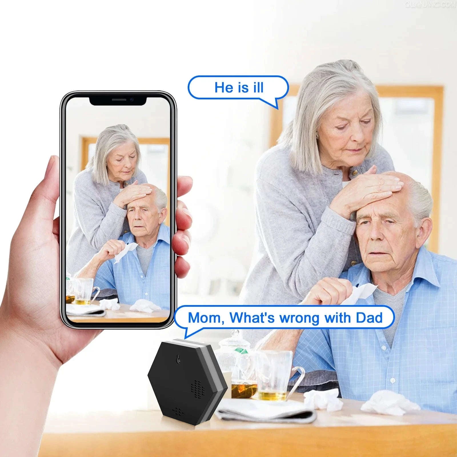 4K HD WiFi Mini Camera Electronic Clock with Night Vision-black