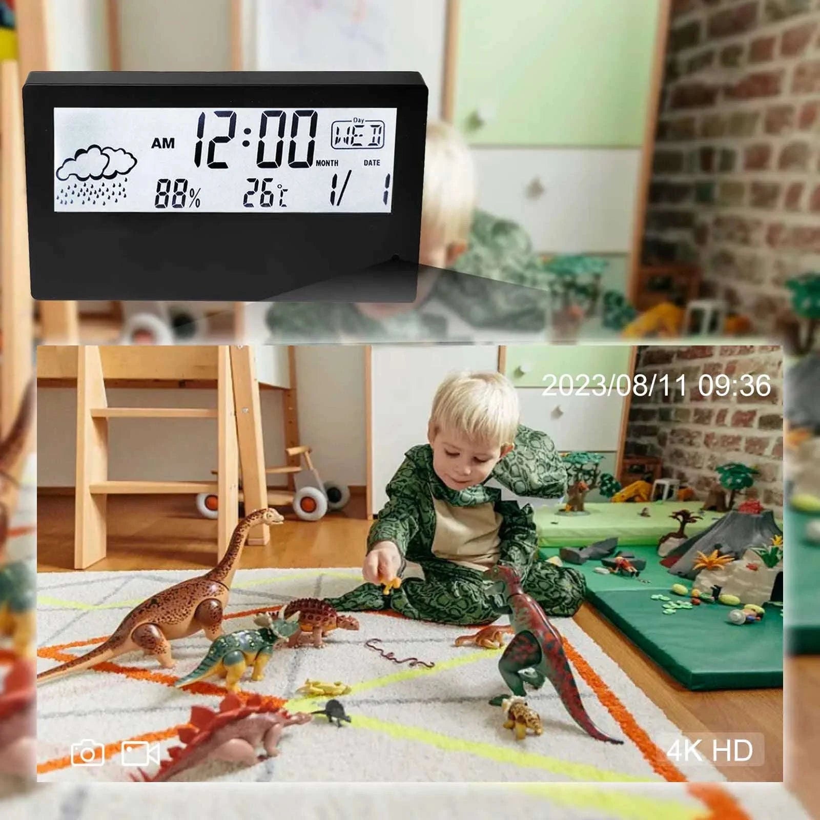 4K HD Wireless Alarm Clock Camera with Motion Detection and Remote Viewing-China Mainland