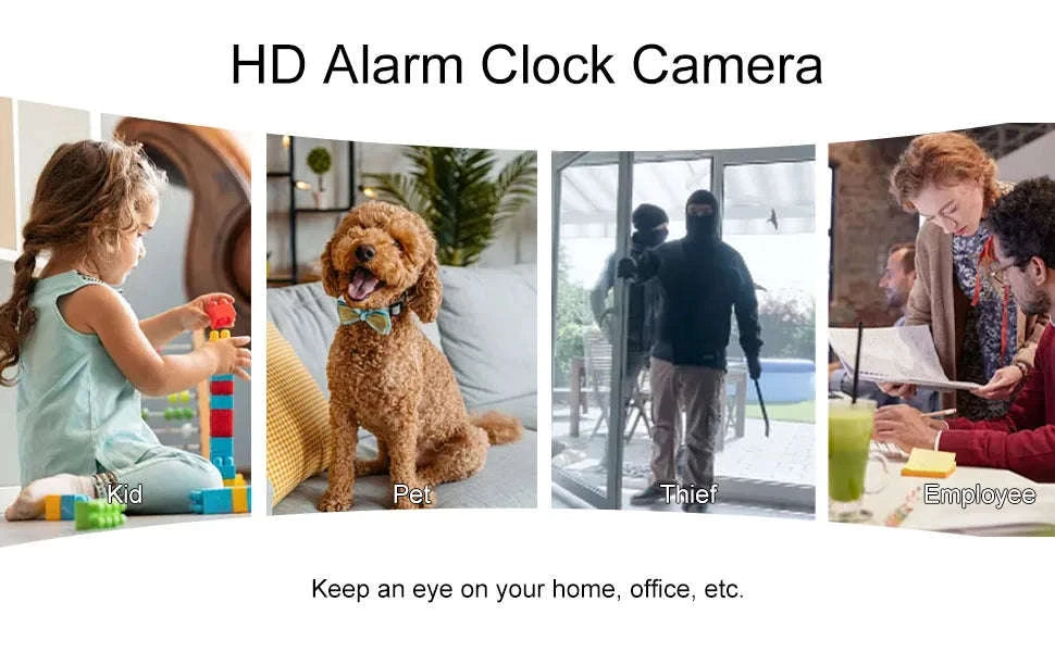 4K HD Wireless Alarm Clock Camera with Motion Detection and Remote Viewing-China Mainland