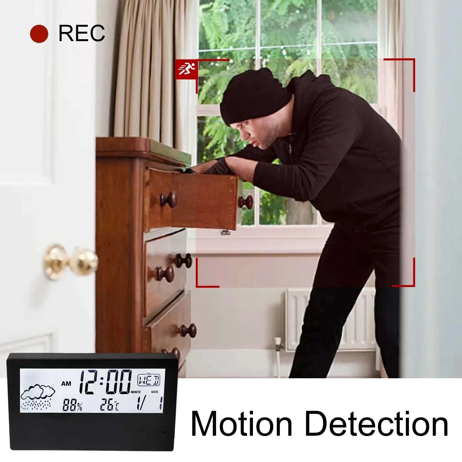 4K HD Wireless Alarm Clock Camera with Motion Detection and Remote Viewing-China Mainland
