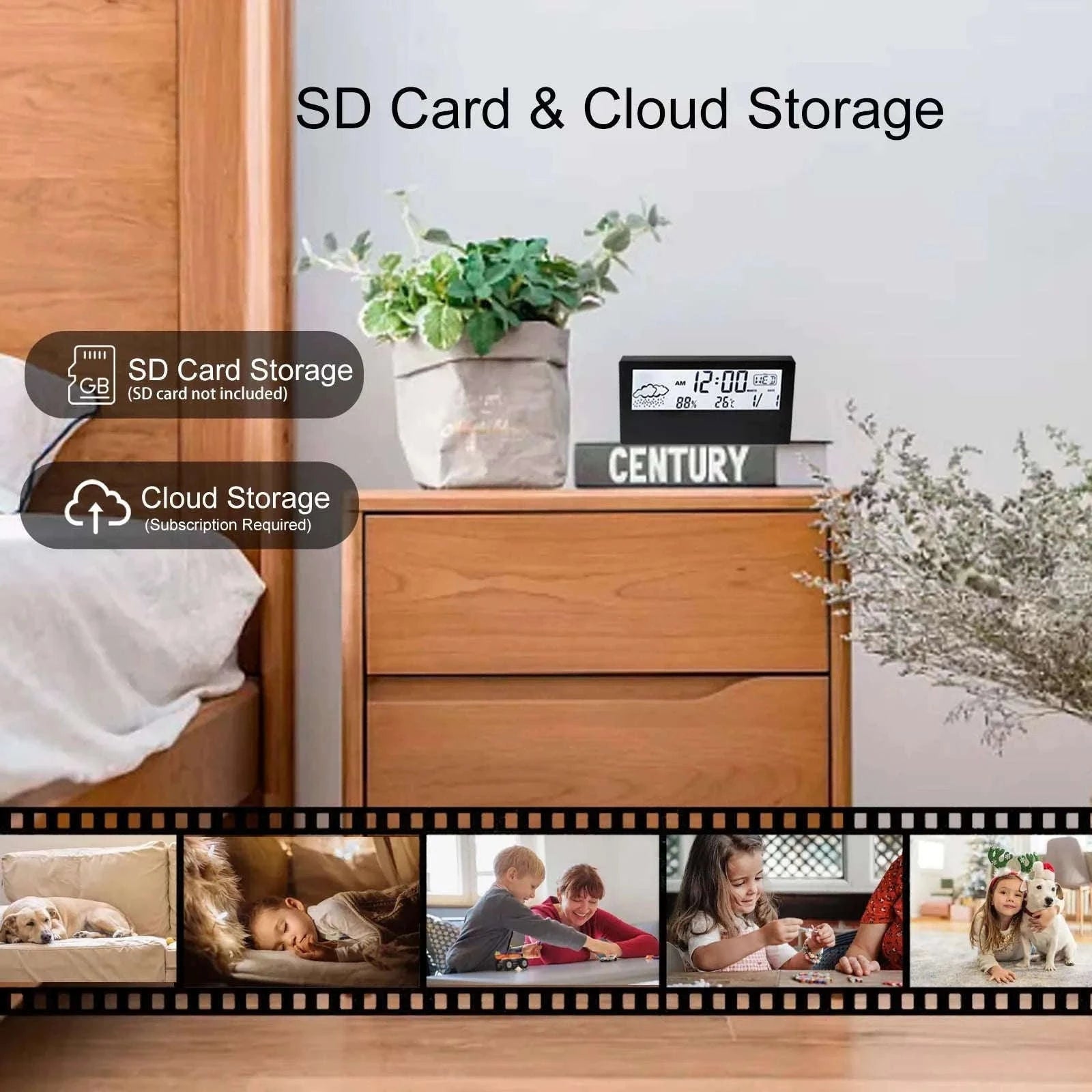 4K HD Wireless Alarm Clock Camera with Motion Detection-China Mainland