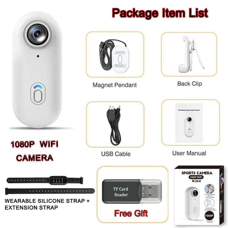 4K Magnetic Mini Body Camera with WiFi POV Recording-UHD Pro 4K (WH-Bas) / With 32G TF Card / China Mainland