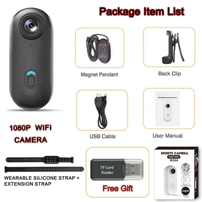 4K Magnetic Mini Body Camera with WiFi POV Recording-UHD Pro 4K (WH-Bas) / With 32G TF Card / China Mainland