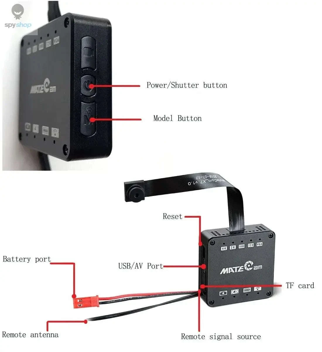 4K Mini Camera WiFi with 4000mAh Battery for Surveillance-No casing Remote / 95 degree Lens