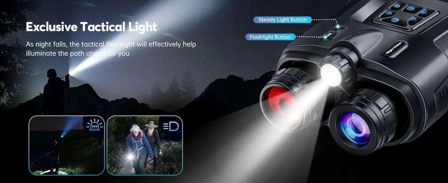 4K Night Vision Binoculars with 8X Zoom, 3" Screen & Tactical Light-black / japan