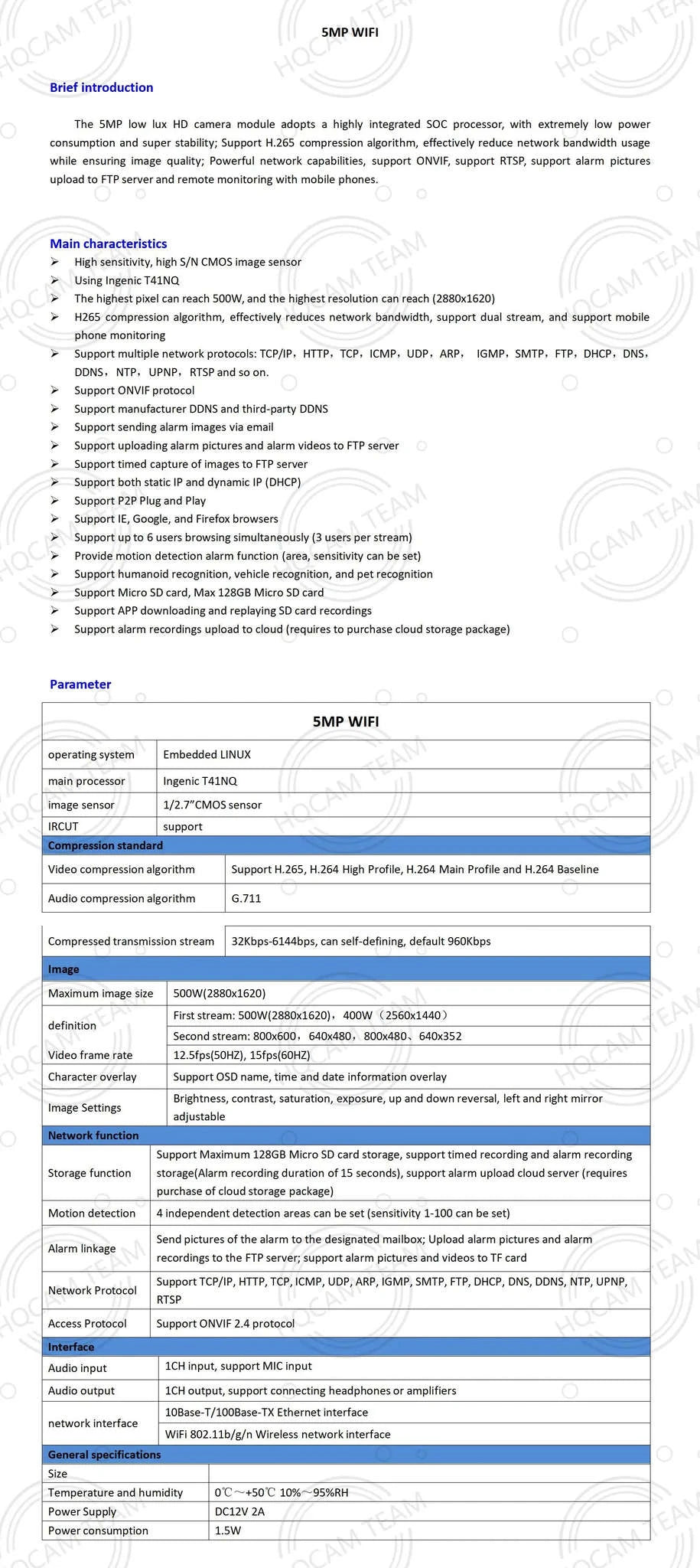 4K PIR Camera with 5MP IMX415 Sensor and Invisible 940nm IR-5MP WIFI / 6mm