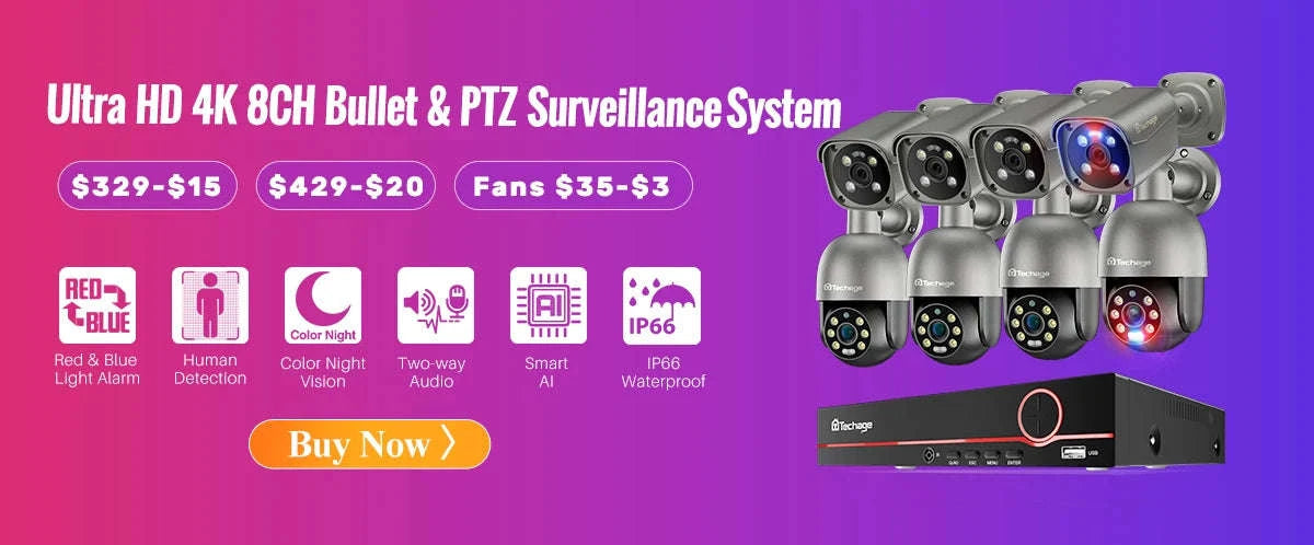 4K POE Security Camera with Human Detection, Color Night Vision & Two-Way Audio-5MP POE Camera 32G / uzbekistan