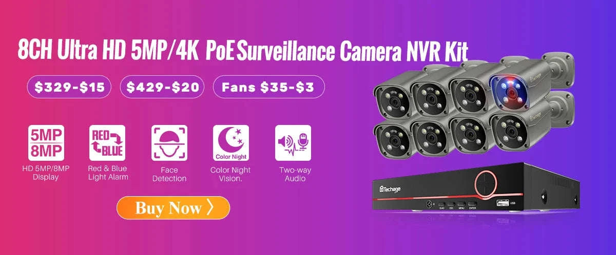 4K POE Security Camera with Human Detection, Color Night Vision & Two-Way Audio-5MP POE Camera 32G / uzbekistan