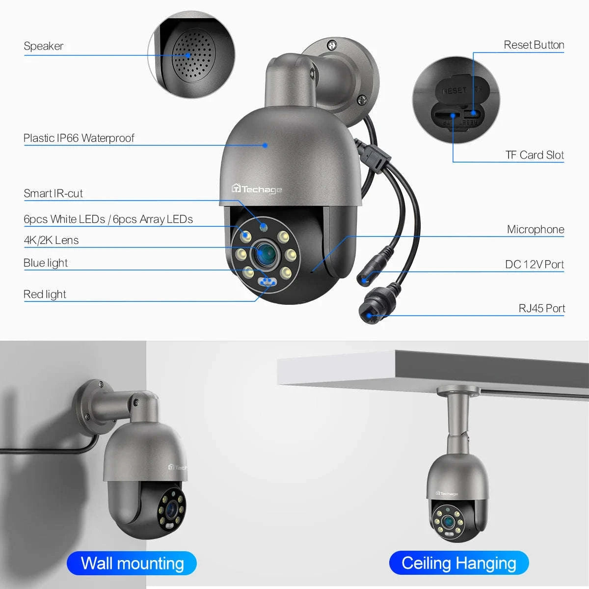 4K POE Security Camera with Human Detection, Color Night Vision & Two-Way Audio-5MP POE Camera 32G / uzbekistan