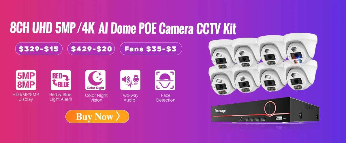 4K POE Security Camera with Human Detection, Color Night Vision & Two-Way Audio-5MP POE Camera 32G / uzbekistan