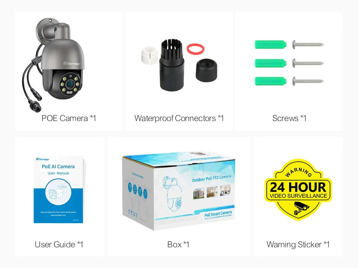 4K POE Security Camera with Human Detection, Color Night Vision & Two-Way Audio-5MP POE Camera 32G / uzbekistan