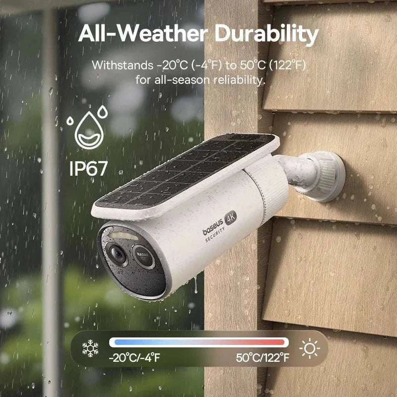 4K Solar Outdoor Security Camera with AI Detection & App Control-White