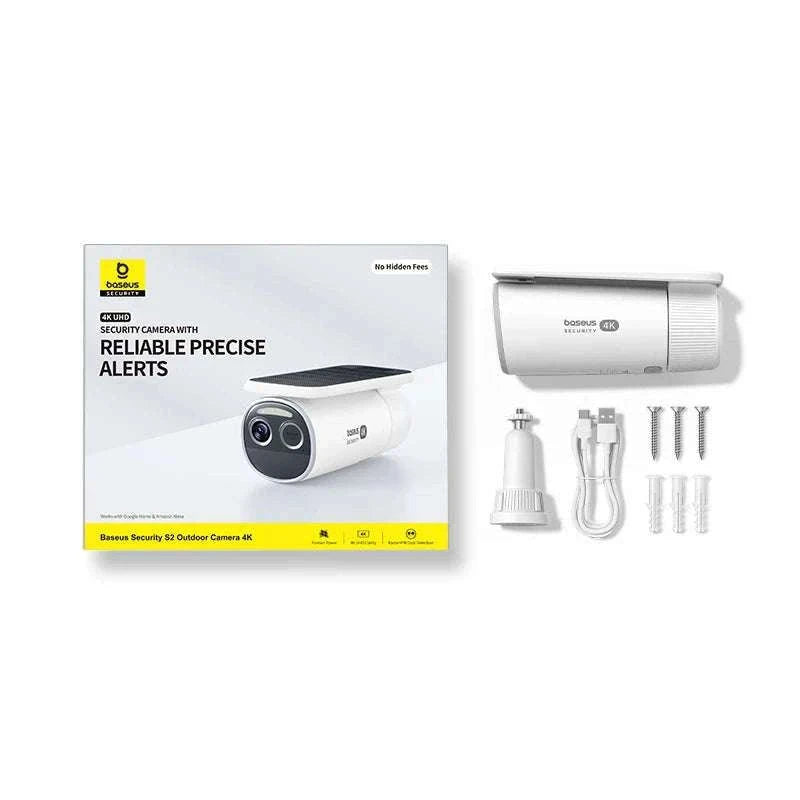 4K Solar Outdoor Security Camera with AI Detection & App Control-White