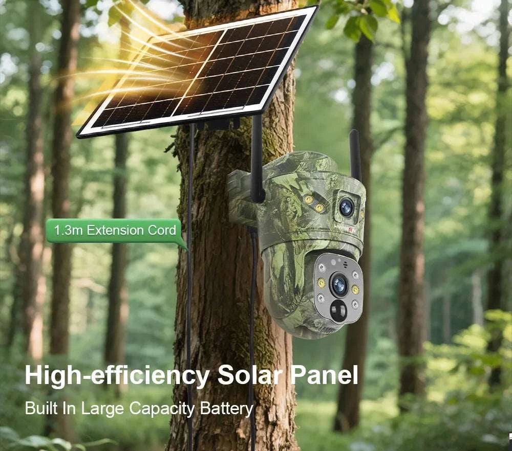 4K Solar Security Camera with 360° PTZ, 4G/WiFi & Dual Screen-4G Cam Add 128G / China Mainland