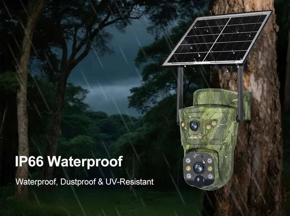 4K Solar Security Camera with 360° PTZ, 4G/WiFi & Dual Screen-4G Cam Add 128G / China Mainland