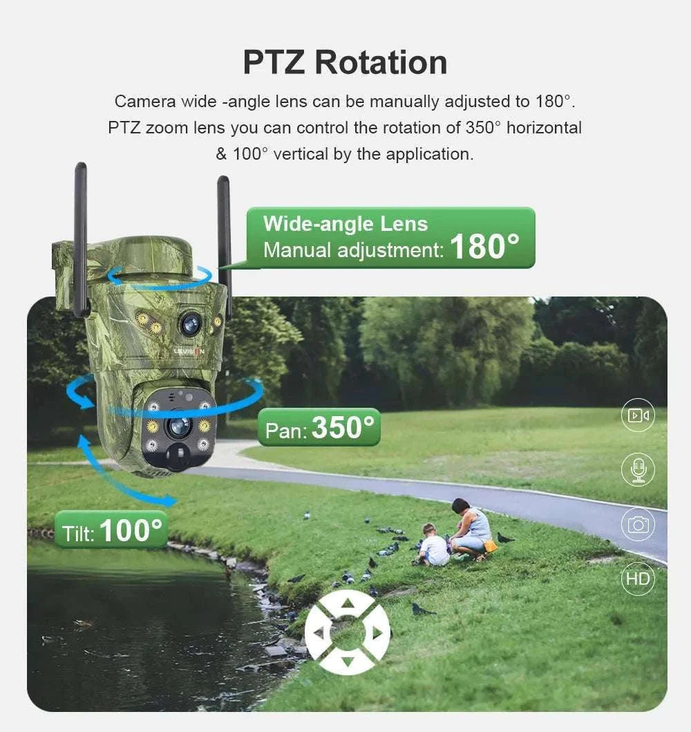 4K Solar Security Camera with 360° PTZ, 4G/WiFi & Dual Screen-4G Cam Add 128G / China Mainland