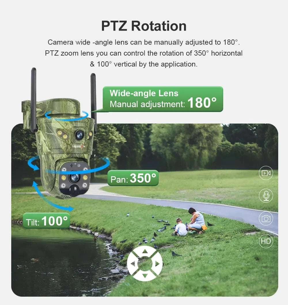 4K Solar Security Camera with 360° PTZ, 4G/WiFi & Dual Screen-4G Cam Add 128G / China Mainland
