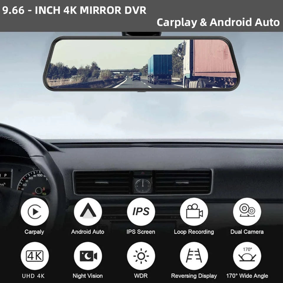 4K Touch Screen Car Dash Cam with Rear Camera-A54-6M RCC-GPS / 128G