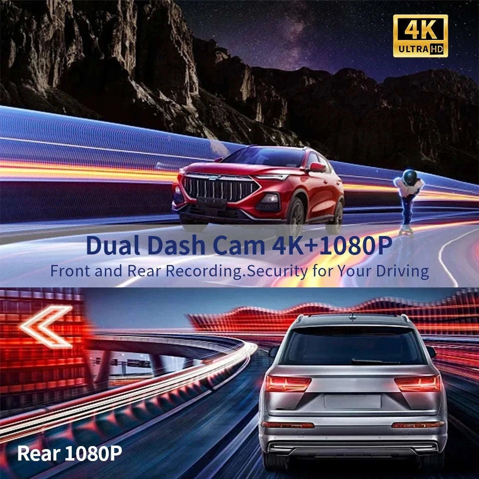 4K Touch Screen Car Dash Cam with Rear Camera-A54-6M RCC-GPS / 128G