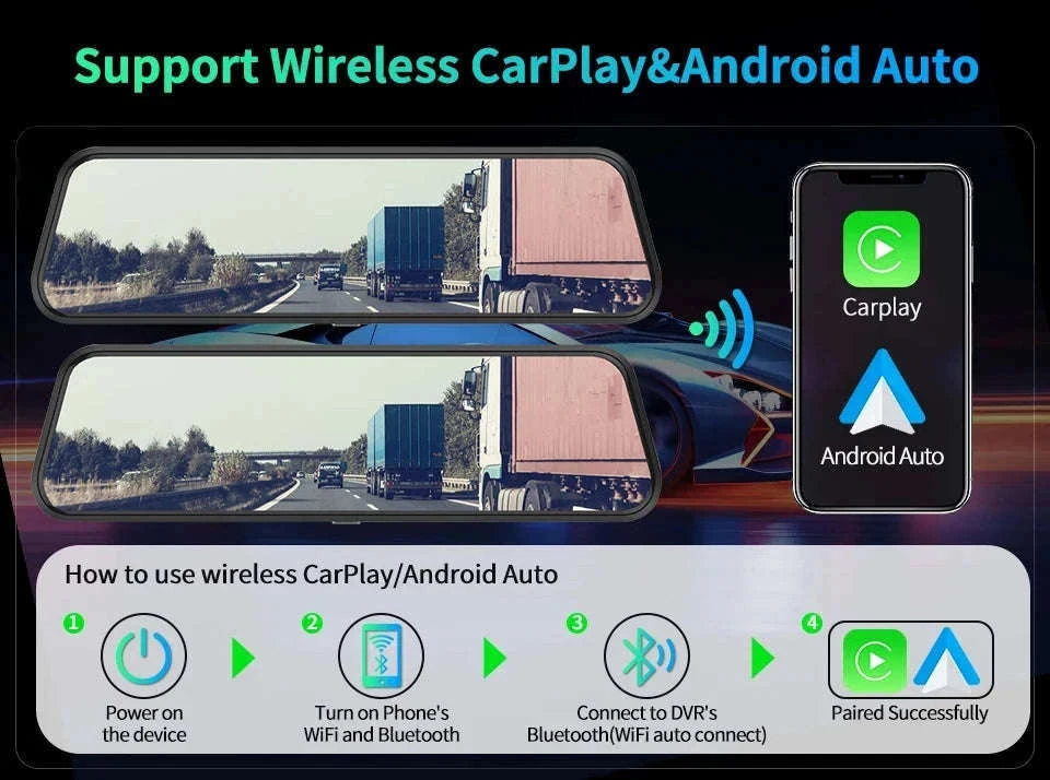 4K Touch Screen Car Dash Cam with Rear Camera-A54-6M RCC-GPS / 128G