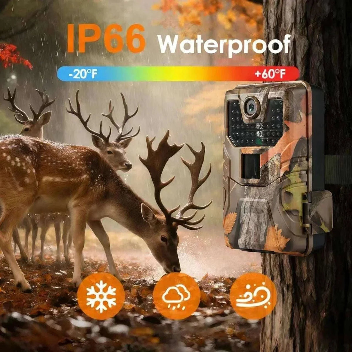 4K Trail Camera 50MP Night Vision Motion Activated IP66 Outdoor-Default Title