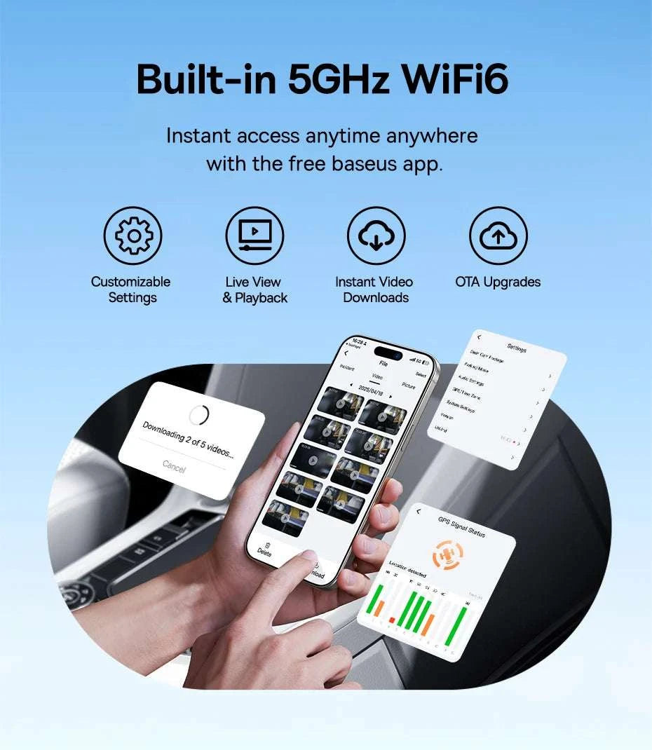 4K UHD Dash Cam with Sony Sensor, WiFi 6 & GPS Recording-Front n Rear n HW / China Mainland / 64G