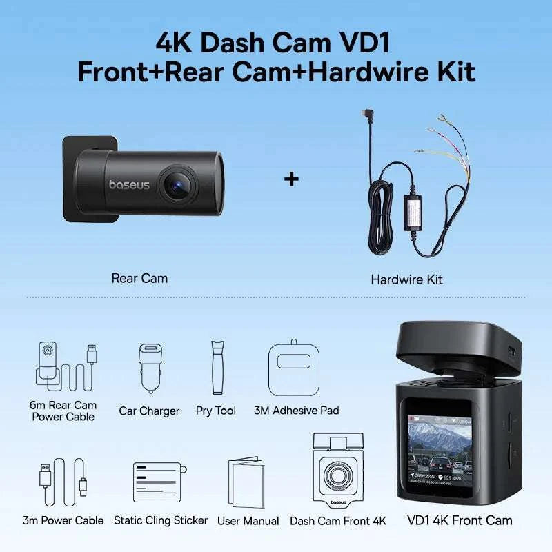 4K UHD Dash Cam with Sony Sensor, WiFi 6 & GPS Recording-Front n Rear n HW / China Mainland / 64G