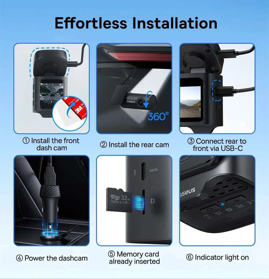 4K UHD Dash Cam with Sony Sensor, WiFi 6 & GPS Recording-Front n Rear n HW / China Mainland / 64G