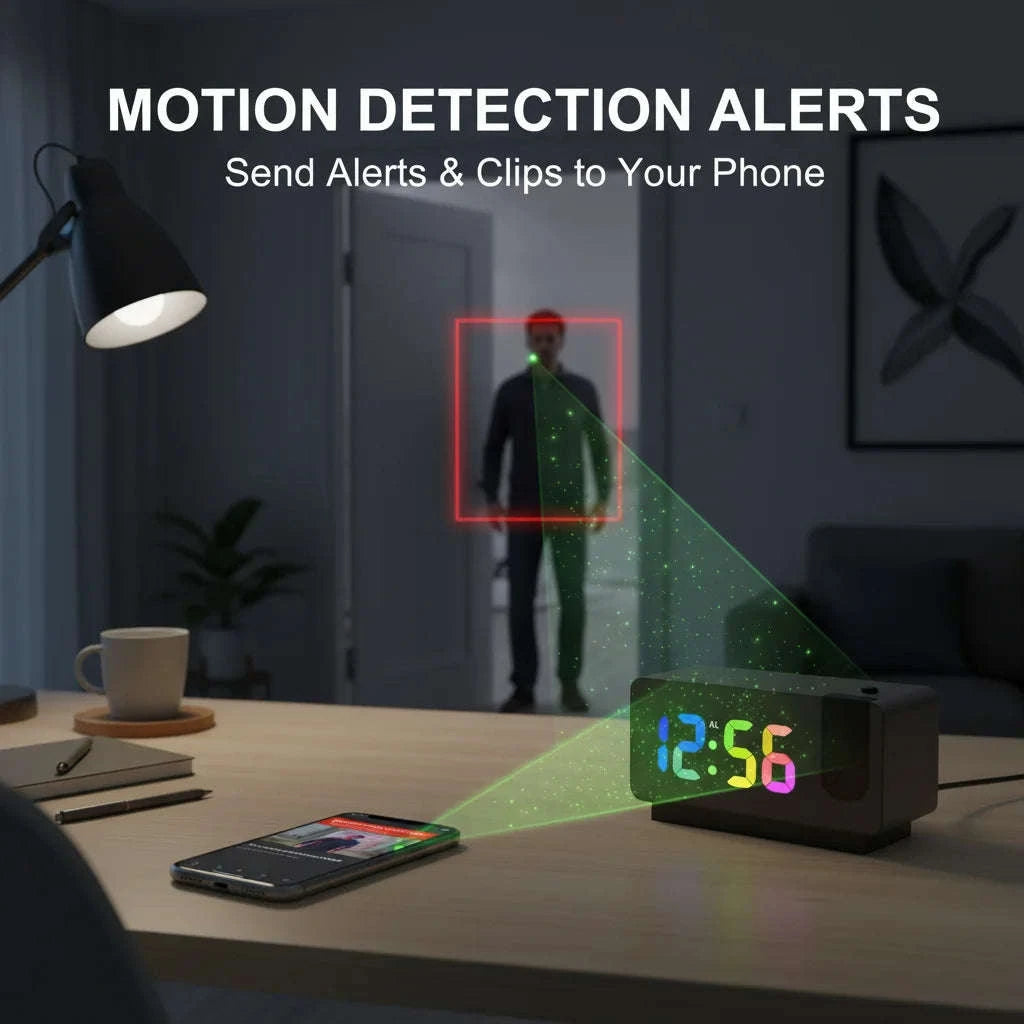 4K UHD WiFi Alarm Clock Camera with Time Projection Screen-China Mainland