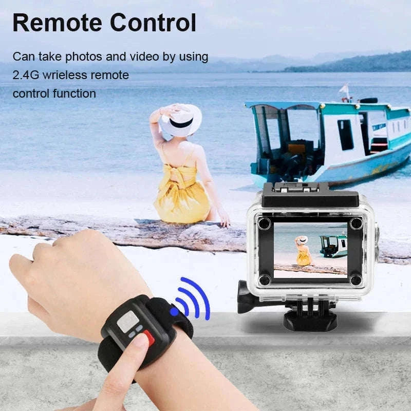 4K Underwater Action Camera with WiFi, Loop Recording-Blue