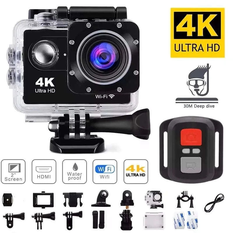4K Underwater Action Camera with WiFi, Loop Recording-Blue