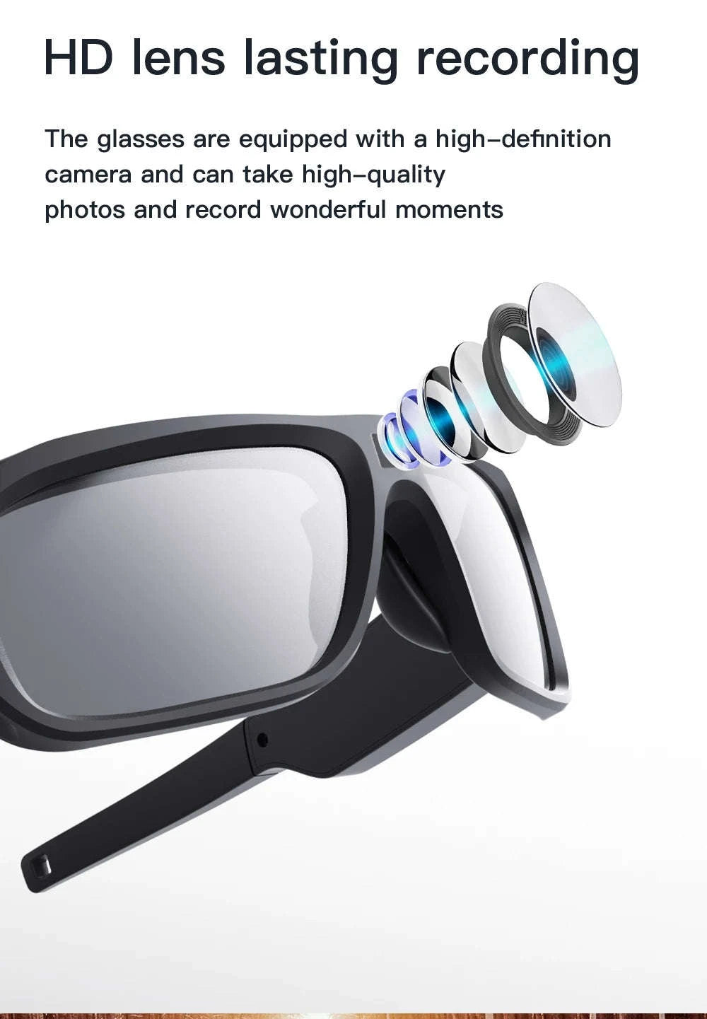 4K Video Glasses with 2-Hour Recording for Riding and Outdoor Use-64GB Card version / United States