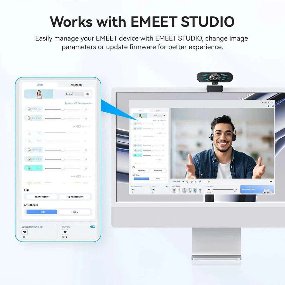 4K Webcam with Autofocus, Dual Mics & RGB Light for Streaming-4K Webcam / China Mainland