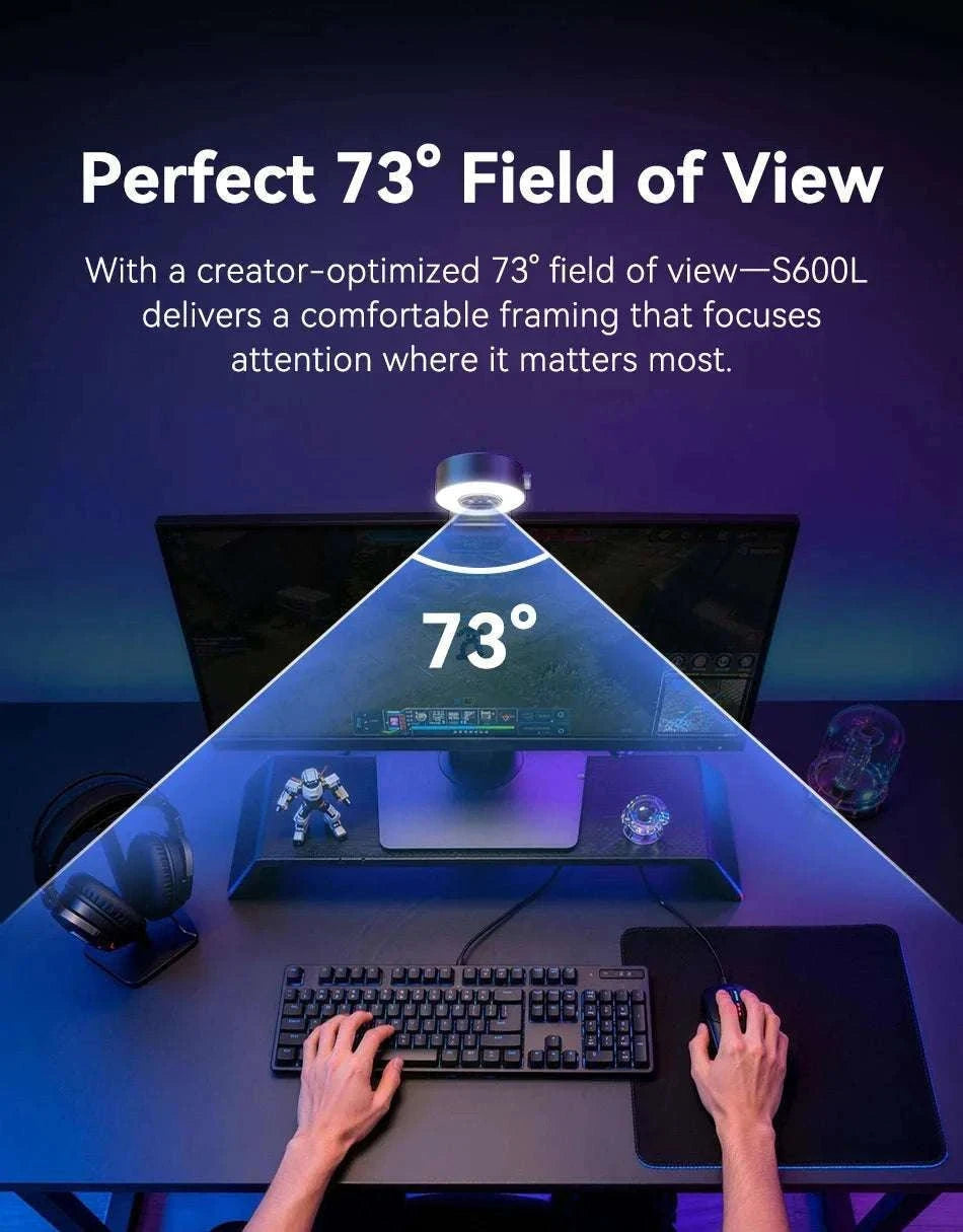 4K Webcam with Ring Light Autofocus 1080P 60FPS USB Camera-S600L 4K Webcam / China Mainland