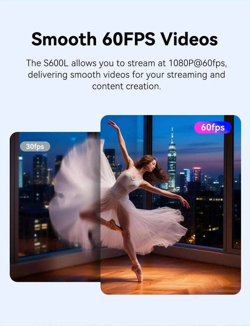 4K Webcam with Ring Light Autofocus 1080P 60FPS USB Camera-S600L 4K Webcam / China Mainland