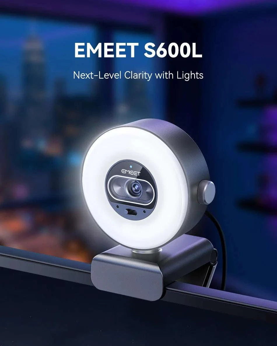 4K Webcam with Ring Light Autofocus 1080P 60FPS USB Camera-S600L 4K Webcam / China Mainland