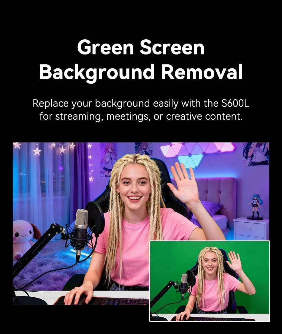 4K Webcam with Ring Light Autofocus 1080P 60FPS USB Camera-S600L 4K Webcam / China Mainland