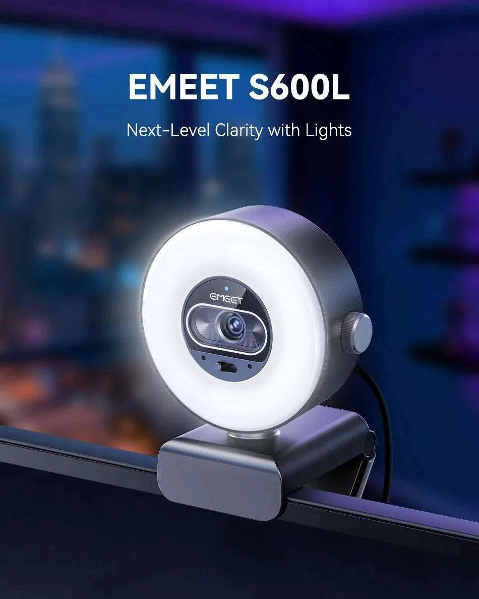 4K Webcam with Ring Light Autofocus 1080P 60FPS USB Camera-S600L 4K Webcam / China Mainland