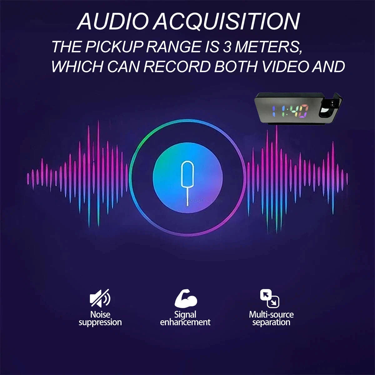 4K WiFi Alarm Clock Camera with Projection Display-China Mainland