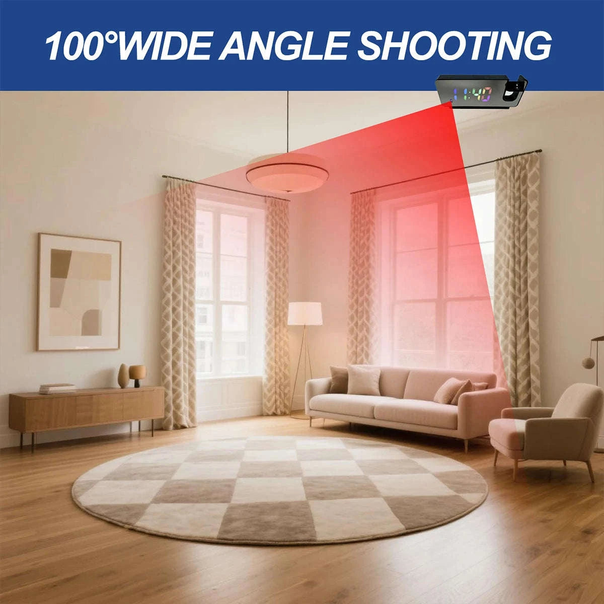 4K WiFi Alarm Clock Camera with Projection Display-China Mainland